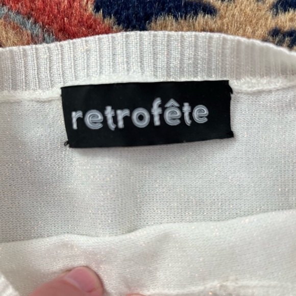 Retrofete mini Dress champagne shimmer White mirror sequins long sleeve XS READ - Picture 5 of 13